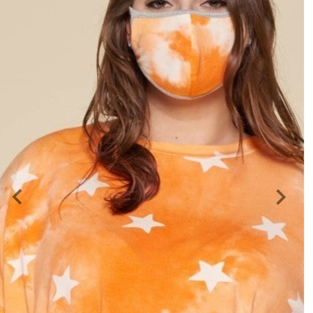 Coral Top with Matching Mask